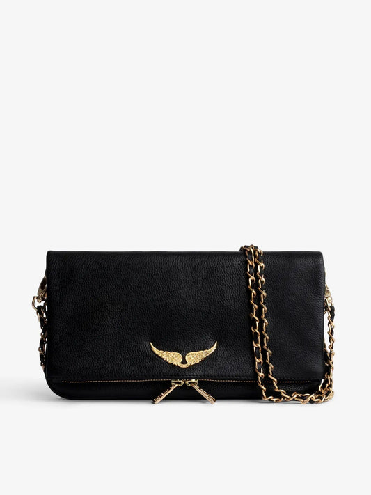 Z & V - Pochette noire en cuire et dorée