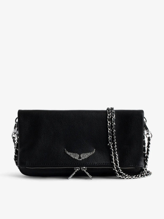 Z & V - Pochette noire en cuire et argentée